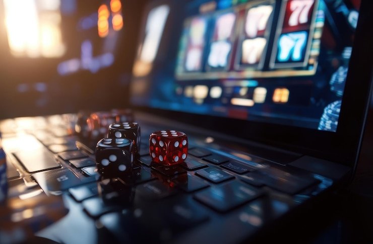 Dealer Koprok trioslot melempar tiga dadu di depan kamera multi-angle